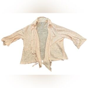 Margaret O’Leary Lightweight Linen Blend Open Cardigan 3/4 Sleeve Shrug | Pink